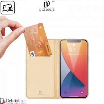 Dux Ducis dirbtinės odos atverčiamas dėklas - auksinės spalvos (Apple Iphone 12 Pro Max) Dux Ducis dirbtinės odos atverčiamas dėklas - auksinės spalvos (Apple Iphone 12 Pro Max)
